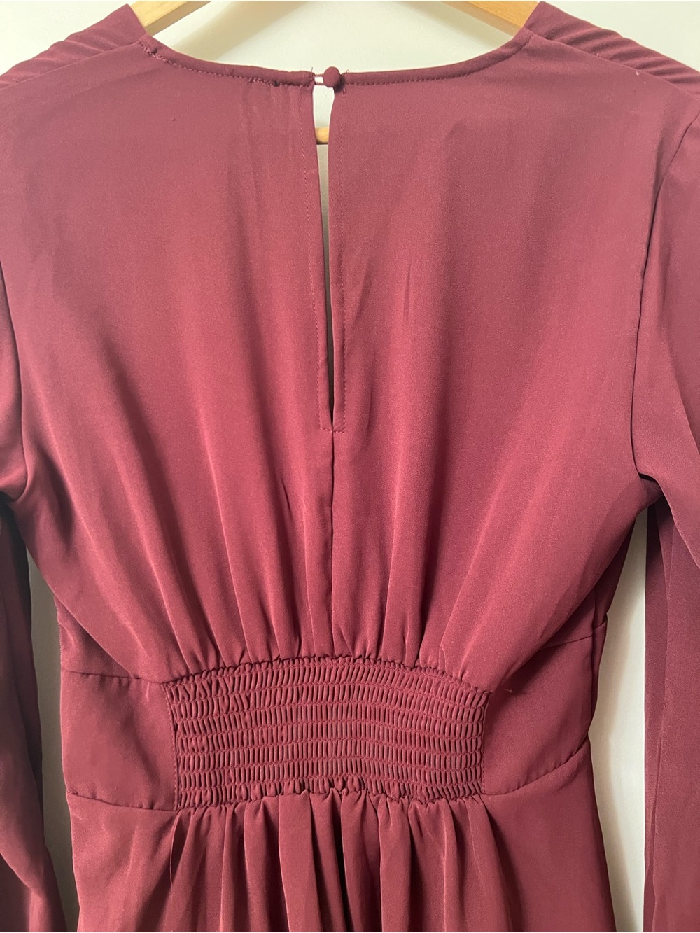 Dynamite Burgundy Long‑Sleeve Mini Dress – Size Small - Picture 6 of 7